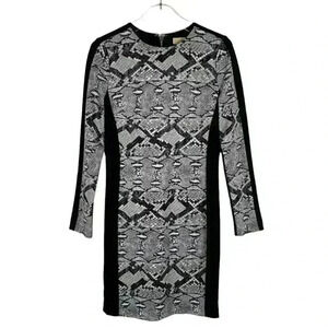 Michael Michael Kors Black Gray Python Print Bodycon Dress Size 2